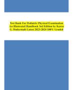 Test Bank For Pediatric Physical Examination An Illustrated Handbook 3rd Edition by Karen G. Duderstadt Latest 2023-2024 100% Graded
