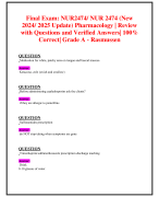 Final Exam: NUR2474/ NUR 2474 (New 2024/ 2025 Update) Pharmacology | Review with Questions and Verified Answers| 100% Correct| Grade A - Rasmussen