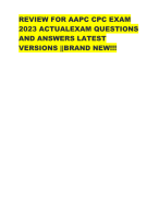 REVIEW FOR AAPC CPC EXAM  2023 ACTUALEXAM QUESTIONS  AND ANSWERS LATEST  VERSIONS ||BRAND NEW!!!
