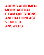 ARDMS ABDOMEN  MOCK ACTUAL  EXAM QUESTIONS  AND RATIONLASE  VERIFIED ANSWERS