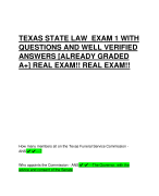 TEXAS STATE LAW EXAM 1 WITH  QUESTIONS AND WELL VERIFIED  ANSWERS [ALREADY GRADED  A+] REAL EXAM!! REAL EXAM!!