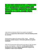 ELLIS AND ASSOCIATES LIFEGUARD  TEST EXAM WITH QUESTIONS AND  WELL VERIFIED ANSWERS [ALREADY  GRADED A+] REAL EXAM!! REAL EXAM!!