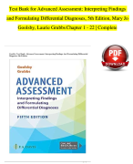 Test Bank for Advanced Assessment: Interpreting Findings and Formulating Differential Diagnoses, 5th Edition, Mary Jo Goolsby, Laurie GrubbsChapter 1 - 22 | Complete