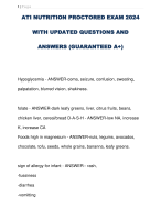 ATI NUTRITION PROCTORED EXAM 2024  WITH UPDATED QUESTIONS AND  ANSWERS (GUARANTEED A+) 