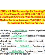 AGACNP - NU 700 Knowledge for Nursing Practice:  Updated Final Exam Guide 2024 with 101 Expert-Verif
