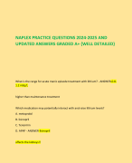NAPLEX PRACTICE QUESTIONS 2024-2025 AND  UPDATED ANSWERS GRADED A+ 