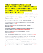 AMCA PHLEBOTOMY 2 LATEST VERSIONS ACTUAL EXAM COMPLETE QUESTIONS AND CORRECT DETAILED ANSWERS (VERIFIED ANSWERS) ALREADY GRADED A+