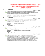 ADVANCED PHARMACOLOGY FINAL EXAM LATEST  2023 REAL EXAM QUESTIONS AND CORRECT  ANSWERS|AGRADE