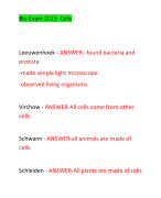 Bio Exam 2023- Cells Leeuwenhoek - ANSWER--found bacteria and  protista -made simple light microscope -observed living organisms