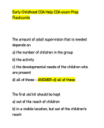 Early Childhood CDA Help CDA exam Prep  Flashcards The amount of adult supervision that is needed  depends on  a) the number of children in the group  b) the activity  c) the developmental needs of the children who  are present  d) all of these - ANSWER-d) all of these