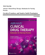 Test Bank - Abrams’ Clinical Drug Therapy-Rationales for Nursing Practice, 12th Edition (Frandsen, 2021)