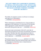 WGU D337 OBJECTIVE ASSESSMENT INTERNET  OF THINGS AND INFRASTRUCTURE NEWEST 2024  EXAM TEST BANK 160 QUESTIONS AND CORRECT  DETAILED ANSWERS (VERIFIED ANSWERS)  |ALREADY GRADED A+