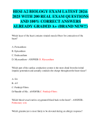 HESI A2 BIOLOGY EXAM LATEST 2024- 2025 WITH 200 REAL EXAM QUESTIONS  AND 100% CORRECT ANSWERS  ALREADY GRADED A+ (BRAND NEW!!)
