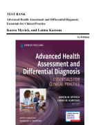 Test Bank - Advanced Health Assessment and Differential Diagnosis-Essentials for Clinical Practice, 1st Edition (Myrick, 2020)