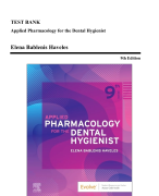 Test Bank - Applied Pharmacology for the Dental Hygienist, 9th Edition (Haveles, 2024)