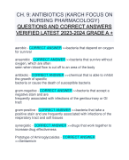 CH. 9 ANTIBIOTICS (KARCH FOCUS ON NURSING PHARMACOLOGY) QUESTIONS AND CORRECT ANSWERS VERIFIED LATEST 2023-2024 GRADE A +