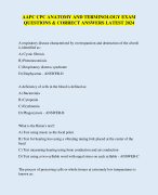 AAPC CPC ANATOMY AND TERMINOLOGY EXAM  QUESTIONS & CORRECT ANSWERS LATEST 2024