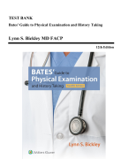 Test Bank - Bates Guide To Physical Examination and History Taking, 12th Edition (Bickley, 2017)