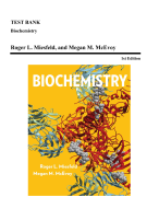 Test Bank - Biochemistry, 1st Edition (Miesfeld, 2018)