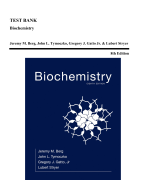 Test Bank - Biochemistry, 8th Edition (Berg, 2016)