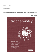 Test Bank - Biochemistry, 10th Edition (Berg and Stryer, 2023)