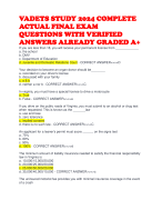 VADETS STUDY 2024 COMPLETE ACTUAL FINAL EXAM QUESTIONS WITH VERIFIED ANSWERS ALREADY GRADED A+ 