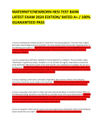 MATERNITY/NEWBORN HESI TEST BANK  LATEST EXAM 2024 EDITION/ RATED A+ / 100%  GUARANTEED PASS