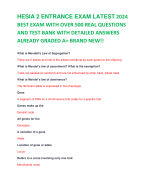 HESIA 2 ENTRANCE EXAM LATEST 2024 BEST EXAM WITH OVER 500 REAL QUESTIONS AND TEST BANK WITH DETAILED ANSWERS ALREADY GRADED A+ BRAND NEW!!