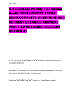 ATI Capstone Weekly Tips Mental  Health TEST NEWEST ACTUAL  EXAM COMPLETE QUESTIONS AND  CORRECT DETAILED ANSWERS  (VERIFIED ANSWERS) |ALREADY  GRADED A+