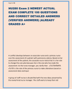 Nursing health Assessment Exam  Questions with Answers 2024 UpdatesHealth Assessment Exam 1- PPT and  quiz questions Which of the following is an open ended question? a. What brought you in today? b. Where does it hurt? c. Have you been checking your blood pressure? d. When was the last time you were seen by  a doctor? - ✔✔ANSWER✔✔Answer:A. It is the only choice that would invite a paragraph for an answer  rather than a short statement. Which of the following is the most basic function and therefore should be tested first  in an assessment of mental status? a.Behavior b. Consciousness c. Judgment d. Language - ✔✔ANSWER✔✔Answer: B. According to your textbook, consciousness is the most  fundamental of these particular characteristics; therefore, it would be tested first.