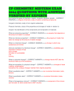 CP CHEMISTRY MIDTERM EXAM 2024 QUESTIONS WITH ANSWERS VERIFIED BY EXPERTS