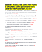 2024 MN INSURANCE EXAM PROPERTY & CASUALTY EXAM QUESTIONS WITH VERIFIED ANSWERS 100% RATED