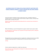 CALIFORNIA DEALER TEST EXAM ACTUAL EXAM COMPLETE QUESTIONS WITH  VERIFIED ANSWERS CURRENTLY TESTING VERSIONS AND SOLUTIONS GRADED  A+ NEWEST EXAM!!