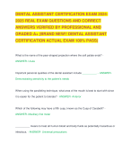 DENTAL ASSISTANT CERTIFICATION EXAM 2024-2025 REAL EXAM QUESTIONS AND CORRECT ANSWERS VERIFIED BY PROFESSIONAL AND GRADED A+ (BRAND NEW!! DENTAL ASSISTANT CERTIFICATION ACTUAL EXAM 100% PASS)
