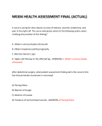 NR304 HEALTH ASSESSMENT FINAL (ACTUAL) 2024 QUESTIONS AND ANSWERS