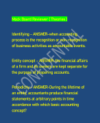 Mock Board Reviewer ( Theories )    Identifying - ANSWER-when accounting process is the recognition or non-recognition of business activities as accountable events.    Entity concept - ANSWER-the financial affairs of a firm and its owners are kept separat
