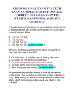 CHEM 101 FINAL EXAM IVY TECH EXAM COMPLETE QUESTIONS AND CORRECT DETAILED ANSWERS (VERIFIED ANSWERS) |ALREADY GRADED A+