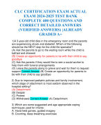 CLC CERTIFICATION EXAM ACTUAL EXAM TEST BANK COMPLETE 400 QUESTIONS AND CORRECT DETAILED ANSWERS (VERIFIED ANSWERS) |ALREADY GRADED A+