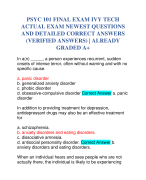 PSYC 101 FINAL EXAM IVY TECH ACTUAL EXAM NEWEST QUESTIONS AND DETAILED CORRECT ANSWERS (VERIFIED ANSWERS) | ALREADY GRADED A+