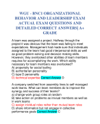 WGU - BNC1 ORGANIZATIONAL BEHAVIOR AND LEADERSHIP EXAM ACTUAL EXAM QUESTIONS AND DETAILED CORRECT ANSWERS| A+ GRADE