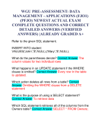 WGU PRE-ASSESSMENT: DATA MANAGEMENT - APPLICATIONS (FJO1) (PFJO) NEWEST ACTUAL EXAM COMPLETE QUESTIONS AND CORRECT DETAILED ANSWERS (VERIFIED ANSWERS) |ALREADY GRADED A+