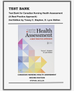 Test Bank For Canadian Nursing Health Assessment A Best Practice Approach, 2nd Edition, Tracey C. Stephen, D. Lynn Skillen, 9781975108113, (CHAPTERS 1-32)