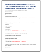 PUBLIC HEALTH MIDTERM EXAM AND STUDY GUIDE  CHAP;1-13 300+ QUESTIONS AND CORRECT ANSWERS  2024-2025 LATEST VERSION//ALREADY GRADED A+