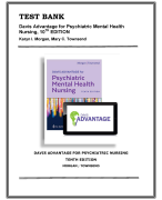 Test Bank For Davis Advantage for Psychiatric Mental Health Nursing, 10th Edition, Karyn Morgan, Mary Townsend (CHAPTERS 1-43), 9780803699670