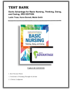 Test Bank For Davis Advantage for Basic Nursing, Thinking, Doing, and Caring, 3rd Edition, Leslie Treas, Karen Barnett, Mable Smith (CHAPTER 1-41) 9781719642071