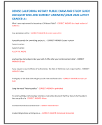 DENISE CALIFORNIA NOTARY PUBLIC EXAM AND STUDY GUIDE  200 QUESTIONS AND CORRECT ANSWERS//2024-2025 LATEST  GRADED A+