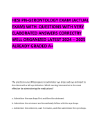 HESI PN-GERONTOLOGY EXAM (ACTUAL EXAM) WITH  QUESTIONS WITH VERY ELABORATED ANSWERS CORRECTRY WELL ORGANIZED LATEST 2024 – 2025 ALREADY GRADED A+  