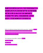 EMD RECERTIFICATION TEST PREPARATION EXAM (ACTUAL EXAM) WITH  QUESTIONS WITH VERY ELABORATED ANSWERS CORRECTRY WELL ORGANIZED LATEST 2024 – 2025 ALREADY GRADED A+      
