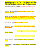 Multidimensional Care Final Exam 2023- 2024 With Correct And Verified Answers