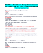 PA Motor Vehicle Physical Damage Appraiser License Certification Exam New Latest Version 2024 Exam All  Questions and Answers